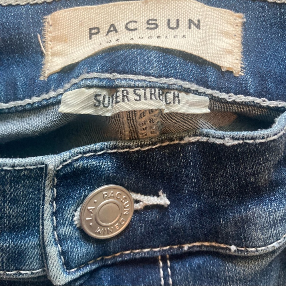 Pac Sun Los Angeles Classic Zip Up Women’s Skinny Slim Jeans Blue Super Stretch - Picture 3 of 3